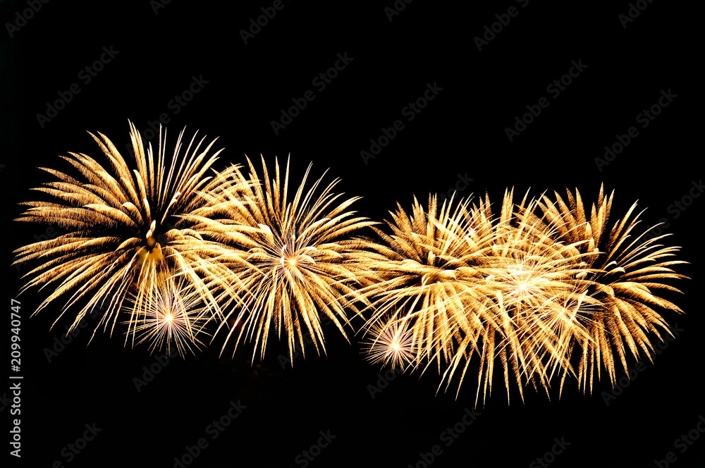 Amazing golden fireworks on dark background Amazing golden fireworks on dark background