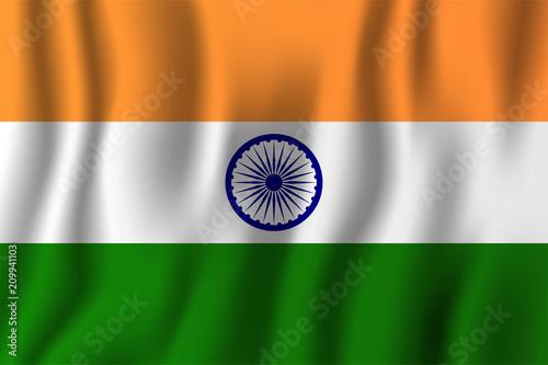 India realistic waving flag vector illustration. National country background symbol. Independence day