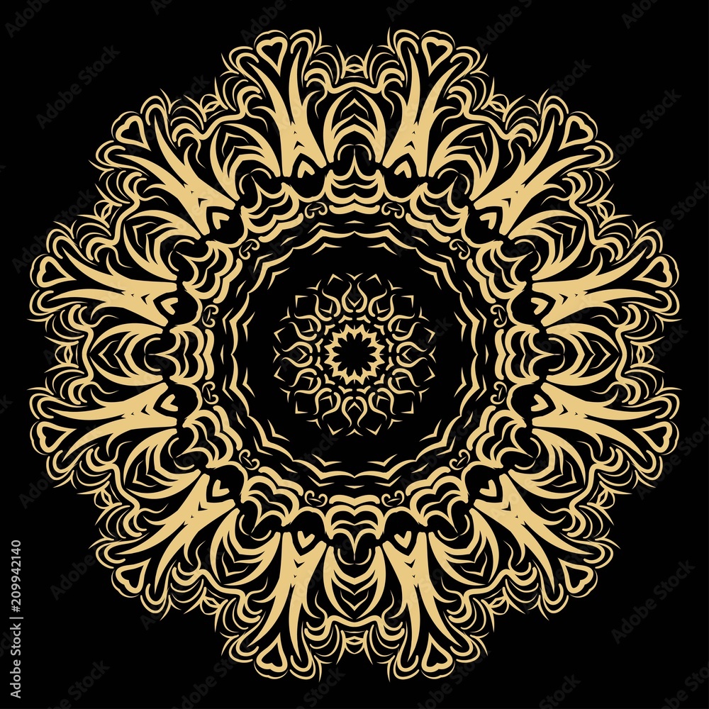Flower mandala. Printable package decorative elements. Coloring page template. It is fantastic vector illustrations