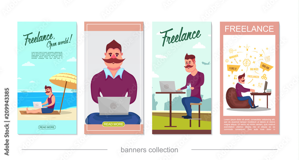 Flat Freelance Vertical Banners