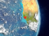 Orbit view of Guinea-Bissau in red