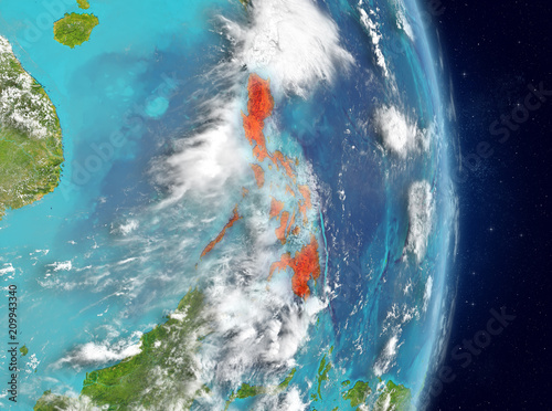 Orbit view of Philippines in red