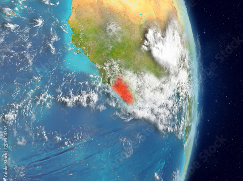 Orbit view of Liberia in red