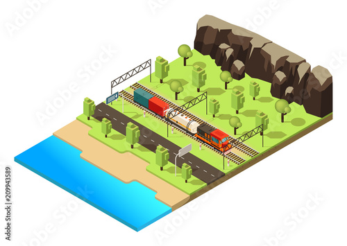 Isometric Railroad Transportation Concept
