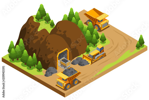 Isometric Coal Extraction Industry Template