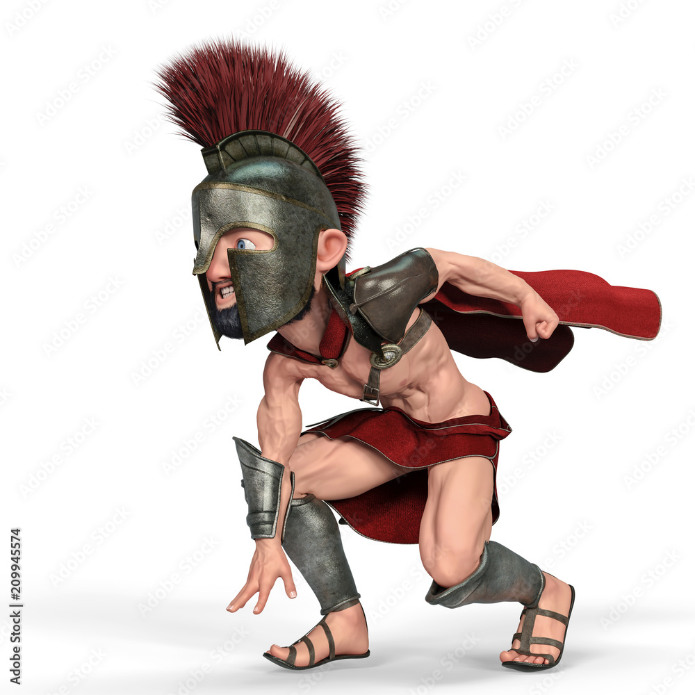 spartan warrior cartoon in a white background spartan warrior cartoon in a white background