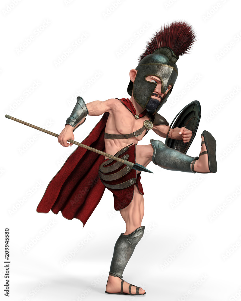 spartan warrior cartoon in a white background spartan warrior cartoon in a white background
