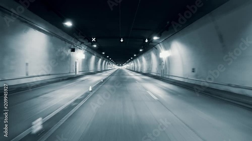 Car driving inside tunnel