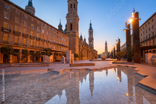 Zaragoza city in early morning light, Spain photo