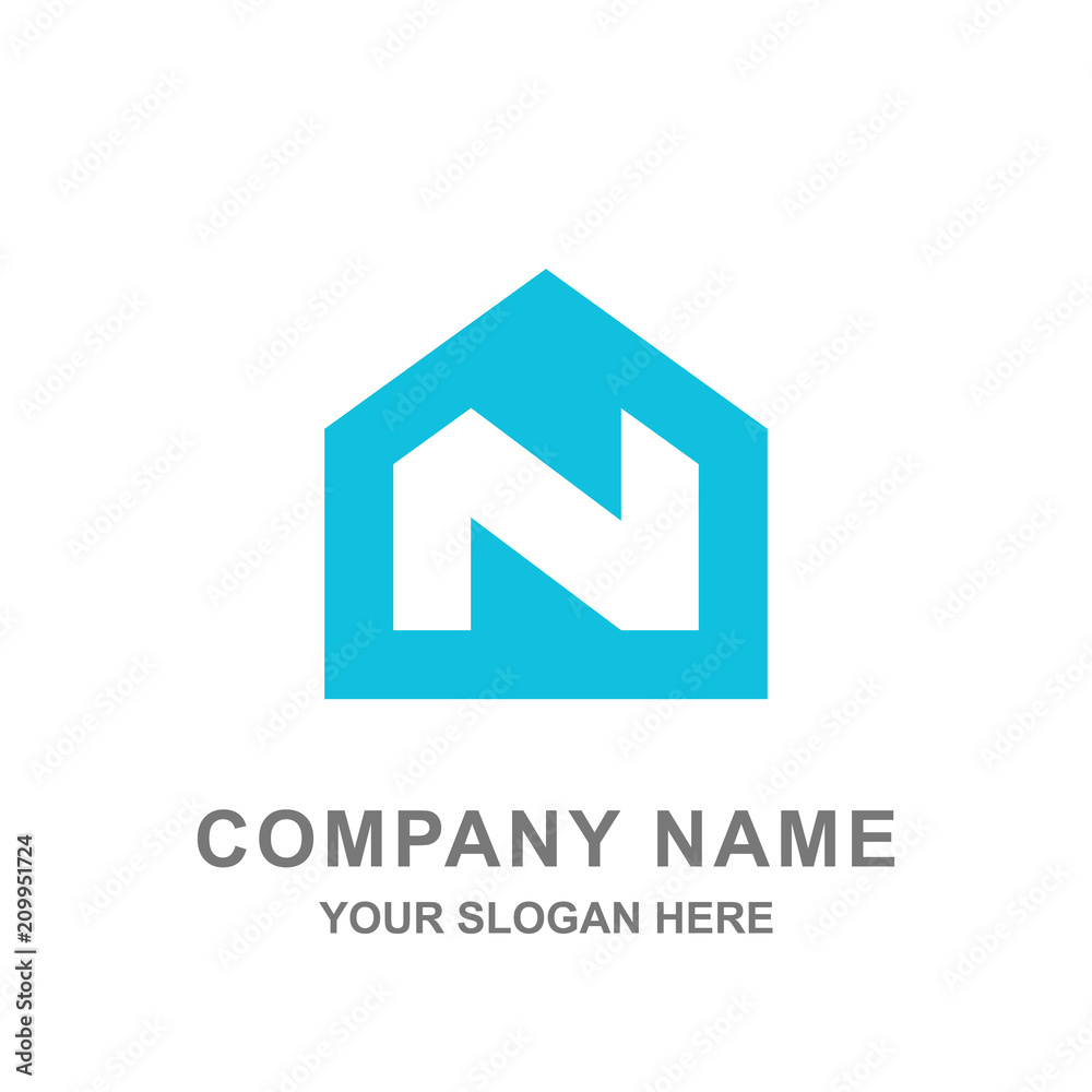 Fototapeta premium N Letter House Building Architecture Logo Vector