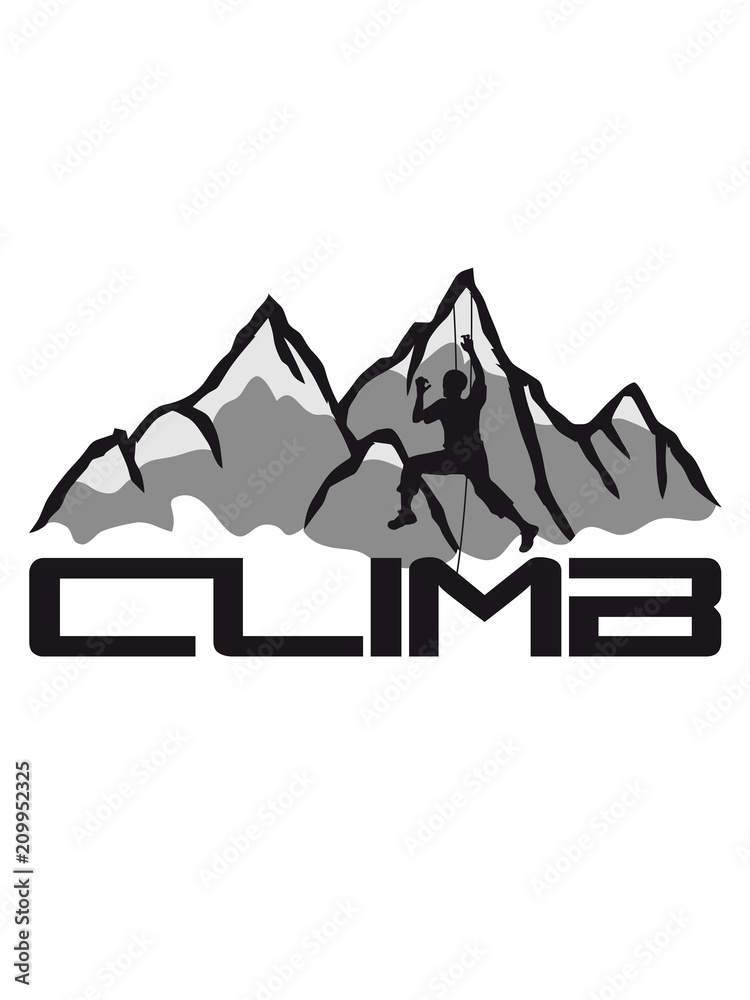 climb text gipfel bergsteiger klettern berge hoch sport hobby freizeit climbing aufstieg sicherheitsseil silhouette schwarz umriss