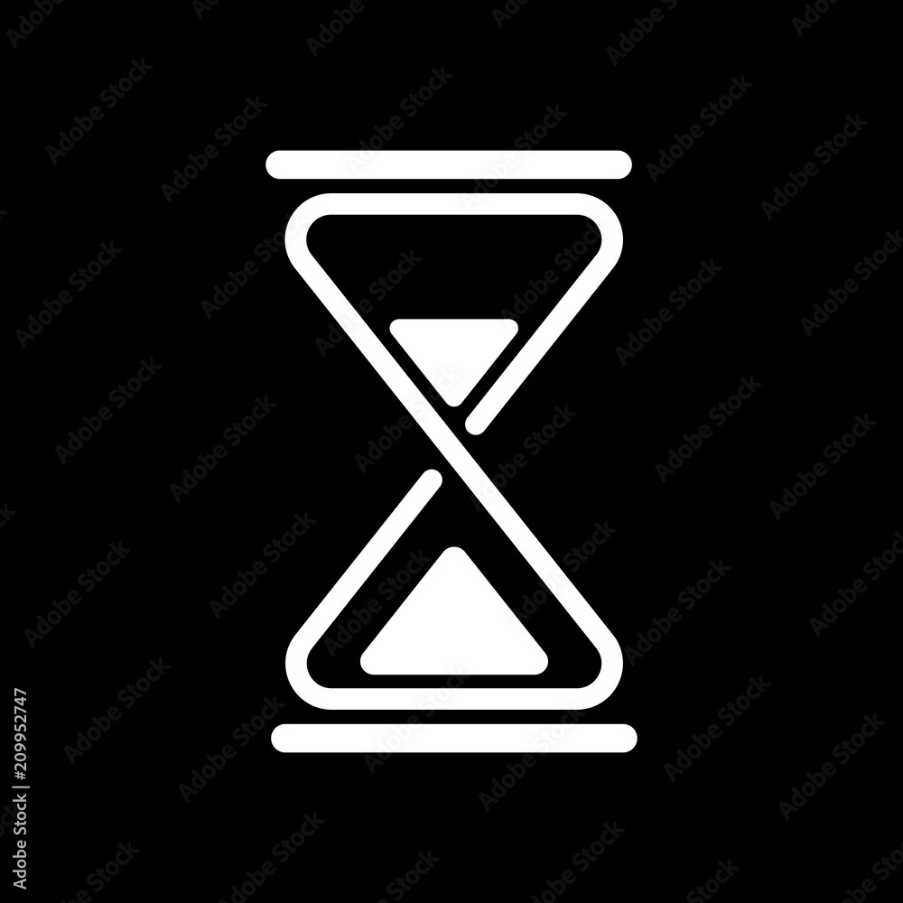 hourglass, simple icon. White icon on black background. Inversio hourglass, simple icon. White icon on black background. Inversio