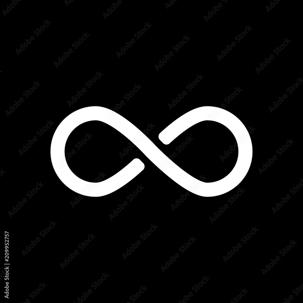infinity symbol, simple icon. White icon on black background. In Stock  Vector | Adobe Stock