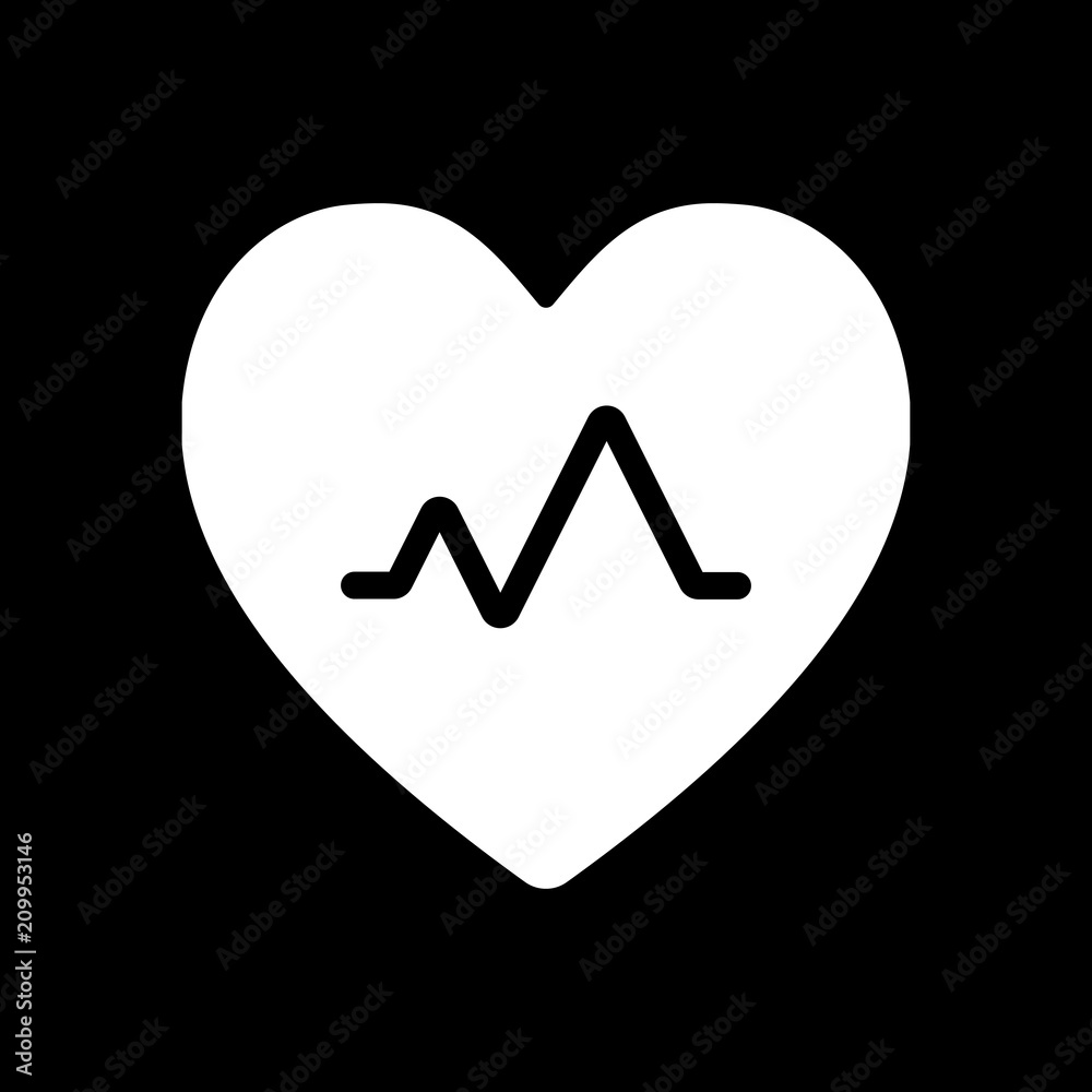 cardiac pulse. heart and pulse line. simple single icon. White i cardiac pulse. heart and pulse line. simple single icon. White i