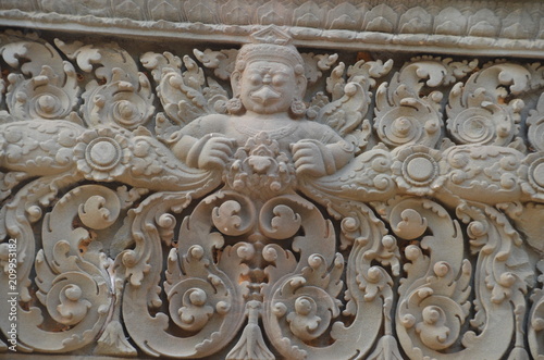 ancient relief angkor cambodia temple sculpture garuda