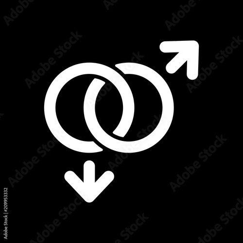 gender symbol. linear symbol. simple gay icon. White icon on bla