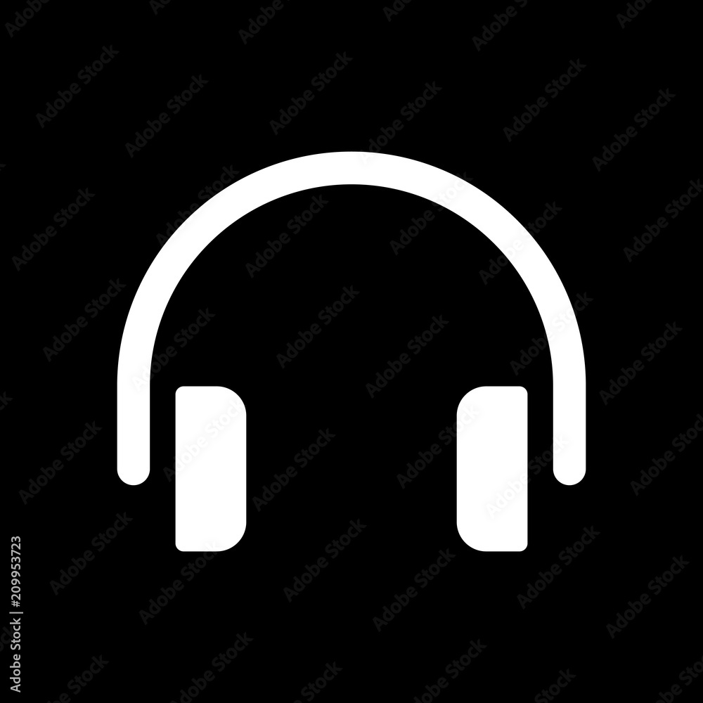 Simple headphones icon. White icon on black background. Inversio Stock  Vector | Adobe Stock