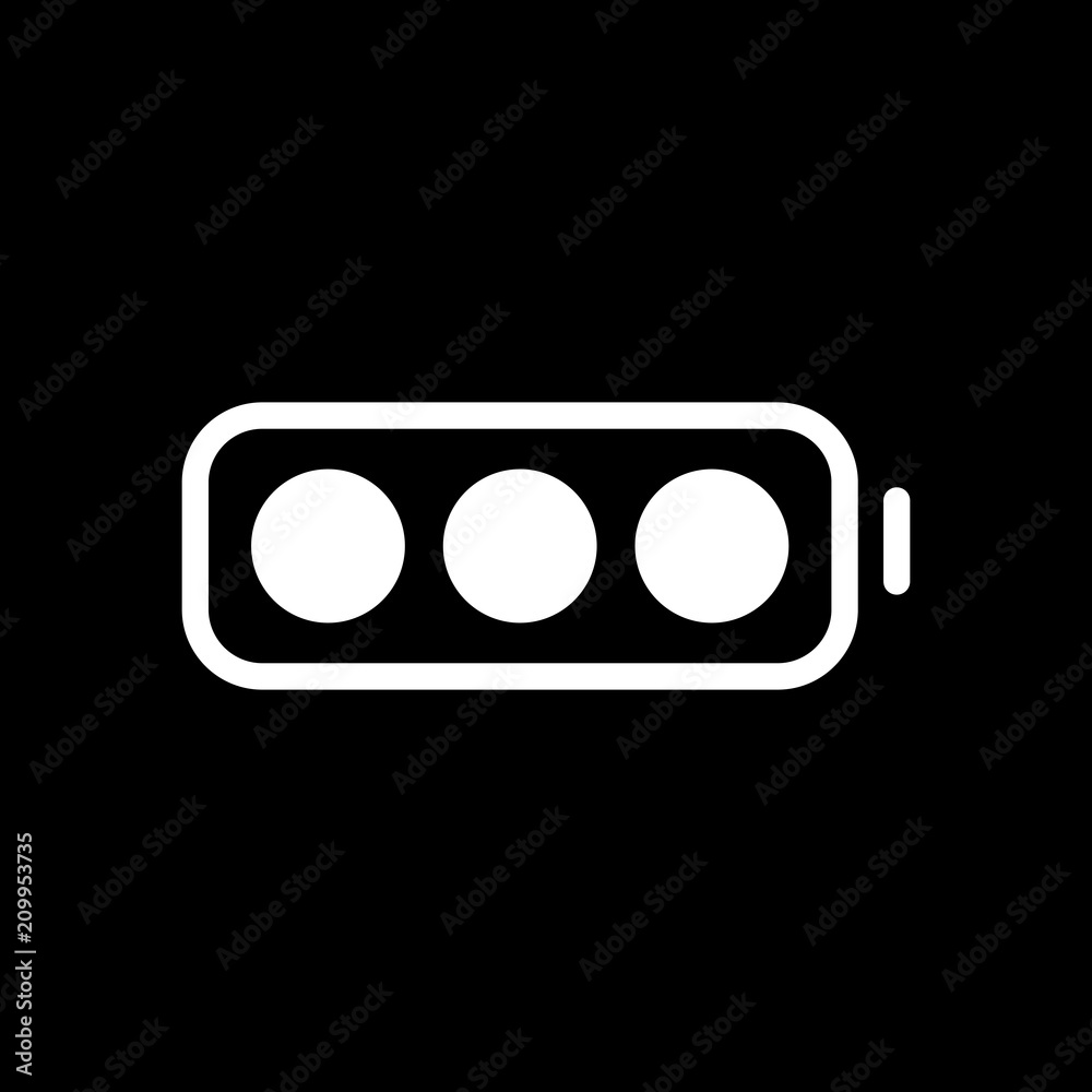 simple battery, full level. White icon on black background. Inve simple battery, full level. White icon on black background. Inve