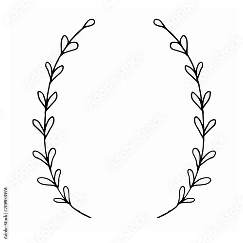 Hand sketch leafy wreath