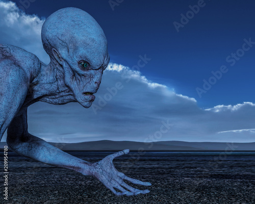 Vászonkép grey alien the dark side of an alien