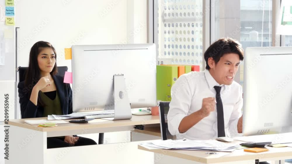 The Deadline is come. Business working alone nobody do not help him work. Man work alone at office. 4k Resolution.