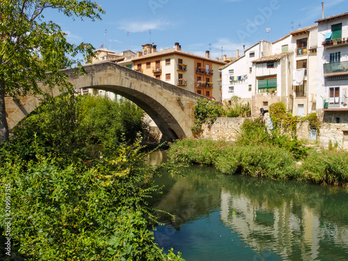 Canvas Print Pilgrim bridge (Puente de la Carcel) over the Ega River - Estella, Navarre, Spai