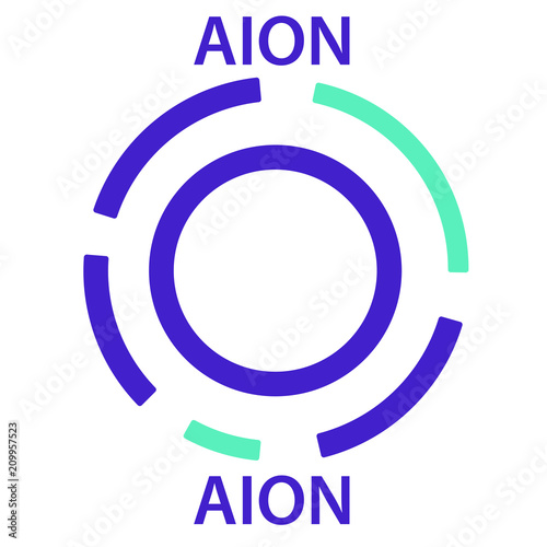 Aion Coin cryptocurrency blockchain icon. Virtual electronic, internet money or cryptocoin symbol, logo