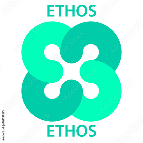 Ethos Coin cryptocurrency blockchain icon. Virtual electronic, internet money or cryptocoin symbol, logo