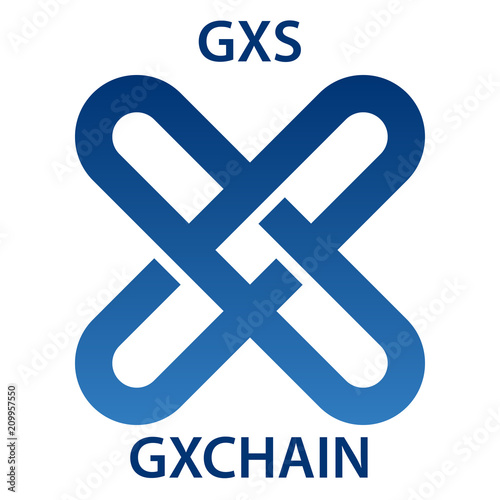 GXCHAIN Coin cryptocurrency blockchain icon. Virtual electronic, internet money or cryptocoin symbol, logo