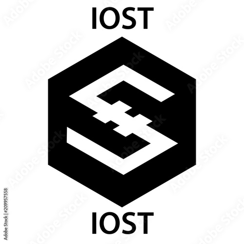 IOST Coin cryptocurrency blockchain icon. Virtual electronic, internet money or cryptocoin symbol, logo