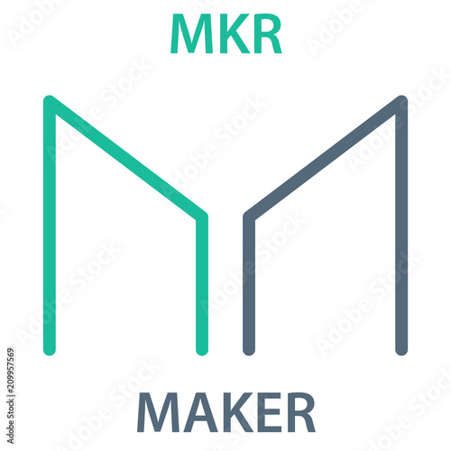 Maker Coin cryptocurrency blockchain icon. Virtual electronic, internet money or cryptocoin symbol, logo