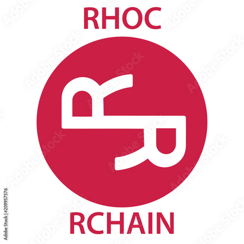 Rchain Coin cryptocurrency blockchain icon. Virtual electronic, internet money or cryptocoin symbol, logo