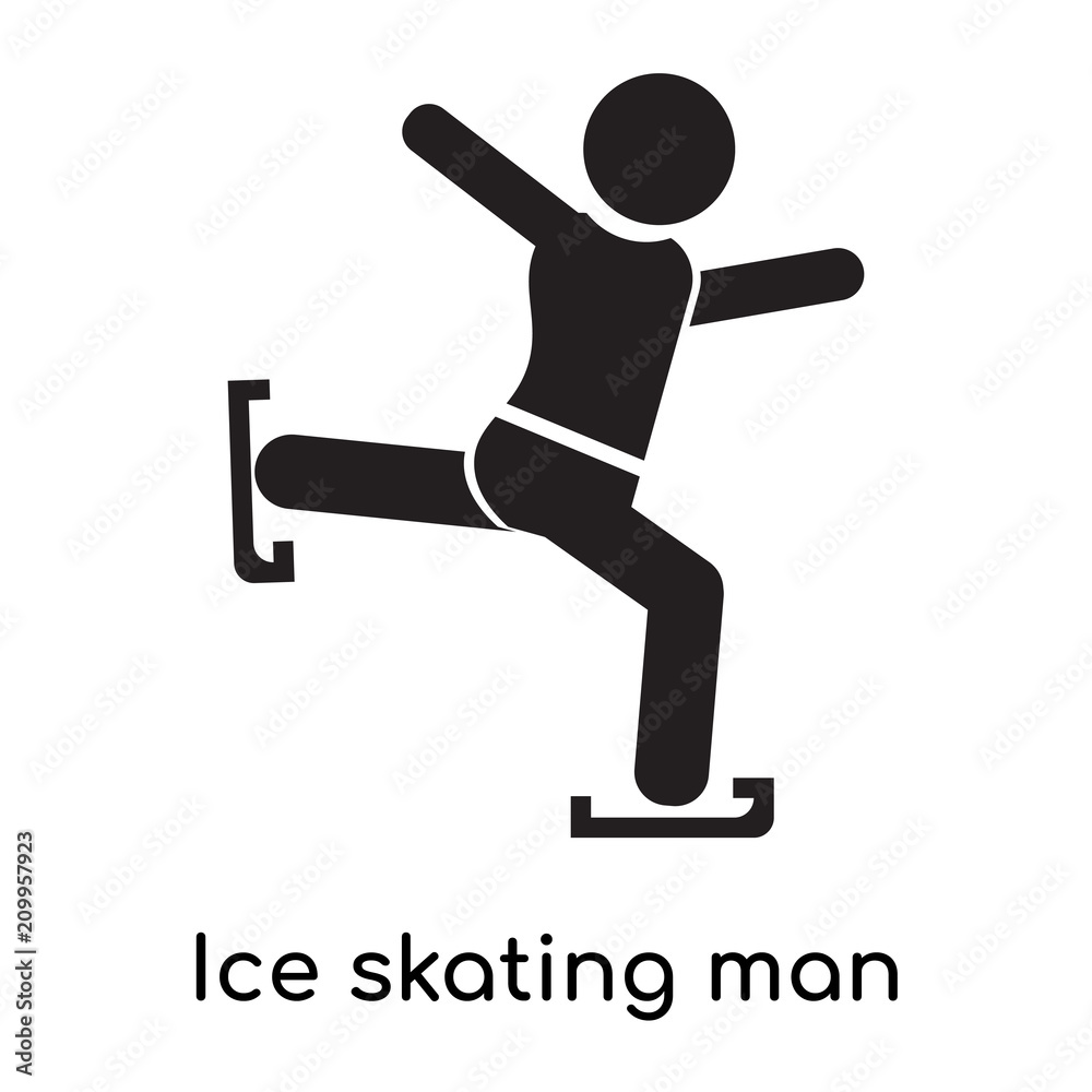 Ice skating man icon vector sign and symbol isolated on white background, Ice skating man logo concept Ice skating man icon vector sign and symbol isolated on white background, Ice skating man logo concept