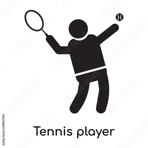 Tennis player icon vector sign and symbol isolated on white background, Tennis player logo concept © vectorstockcompany