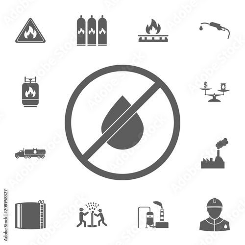 prohibition on oil production icon. Detailed set of Oil icons. Premium quality graphic design sign. One of the collection icons for websites, web design, mobile app