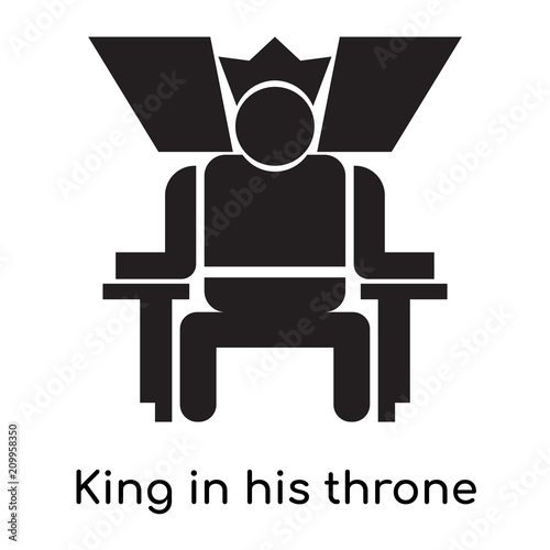 Foto King in his throne icon vector sign and symbol isolated on white background, Kin