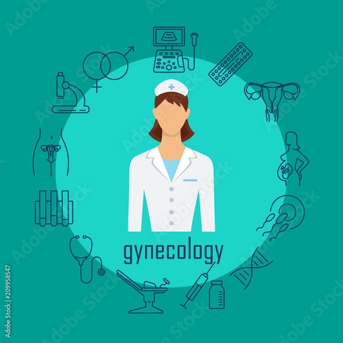 Gynecology poster with flat icons