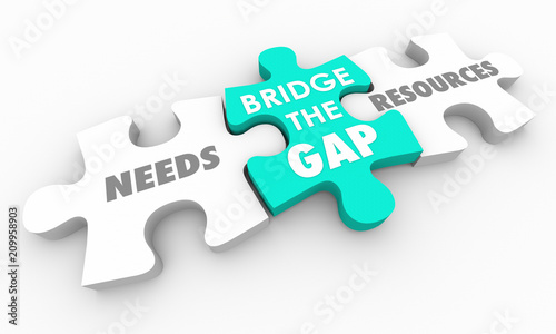 Bridge the Gap Between Needs and Resources Puzzle 3d Render Illustration photo