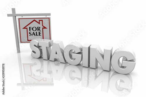 Canvas Print Home Staging House for Sale Open House Service 3d Render Illustration