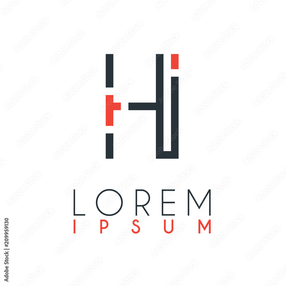The logo between the letter H and letter I or HI with a certain distance and connected by orange and gray color The logo between the letter H and letter I or HI with a certain distance and connected by orange and gray color