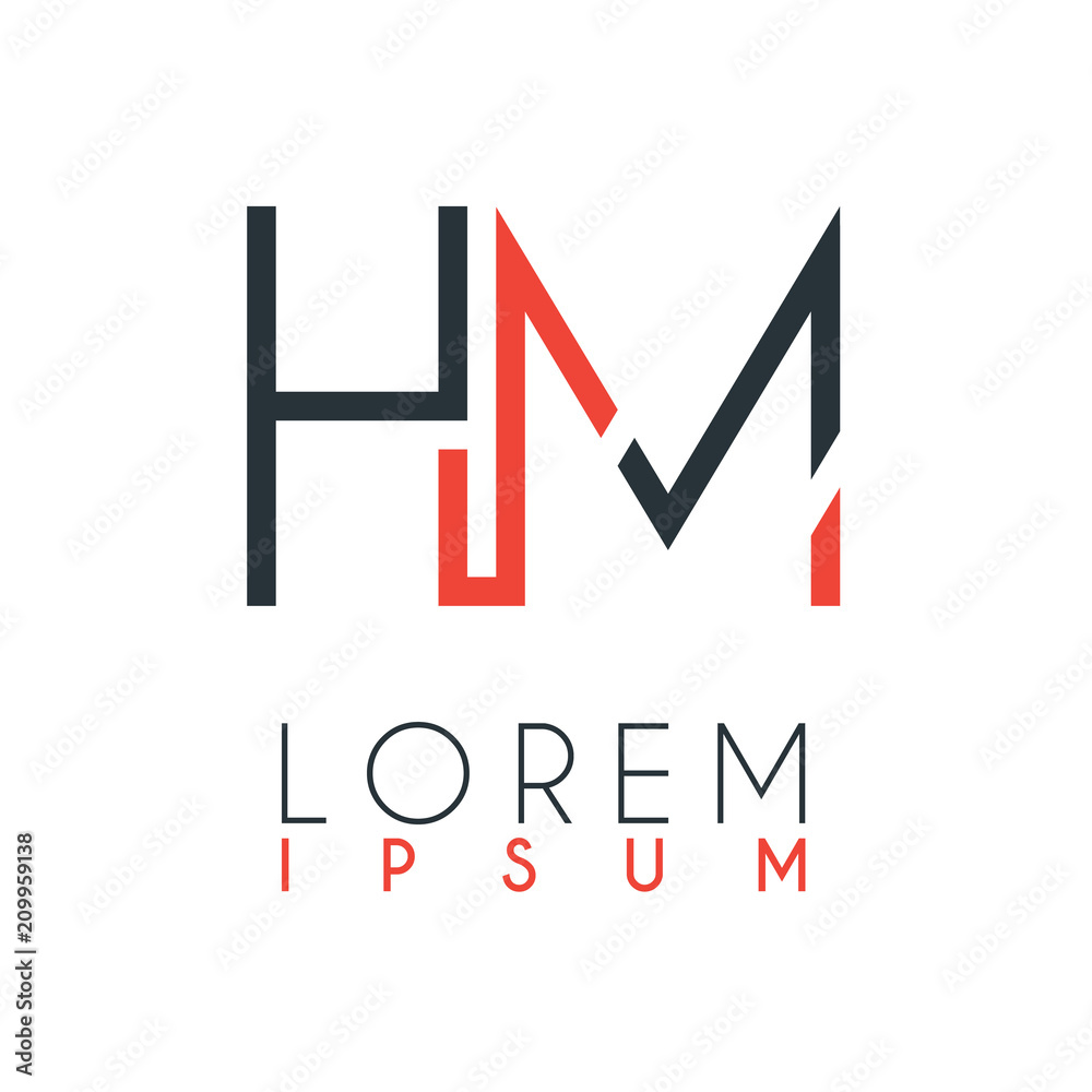 The logo between the letter H and letter M or HM with a certain distance and connected by orange and gray color The logo between the letter H and letter M or HM with a certain distance and connected by orange and gray color