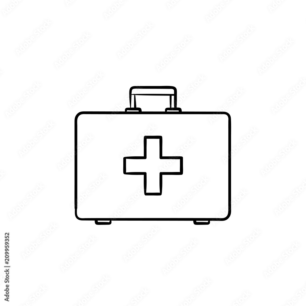 First aid kit hand drawn outline doodle icon First aid kit hand drawn outline doodle icon