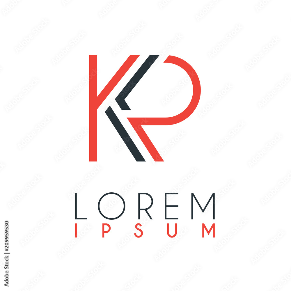The logo between the letter K and letter P or KP with a certain distance and connected by orange and gray color The logo between the letter K and letter P or KP with a certain distance and connected by orange and gray color
