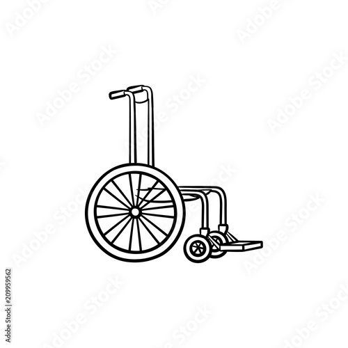 Wheelchair hand drawn outline doodle icon. Disability. friendly barrier-free environment concept vector sketch illustration for print, web, mobile and infographics isolated on white background.