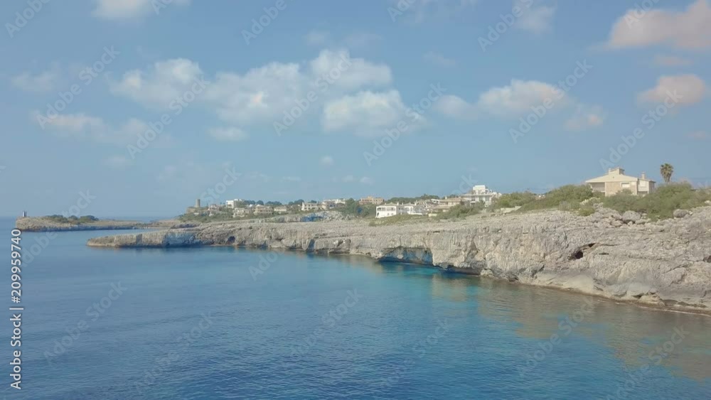 Aerial landscape of the beautiful bay of Cala Mandia with a wonderful turquoise sea, Porto Cristo, Majorca, Spain Aerial landscape of the beautiful bay of Cala Mandia with a wonderful turquoise sea, Porto Cristo, Majorca, Spain