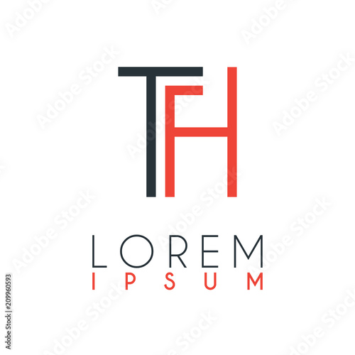 The logo between the letter T and letter H or TH with a certain distance and connected by orange and gray color