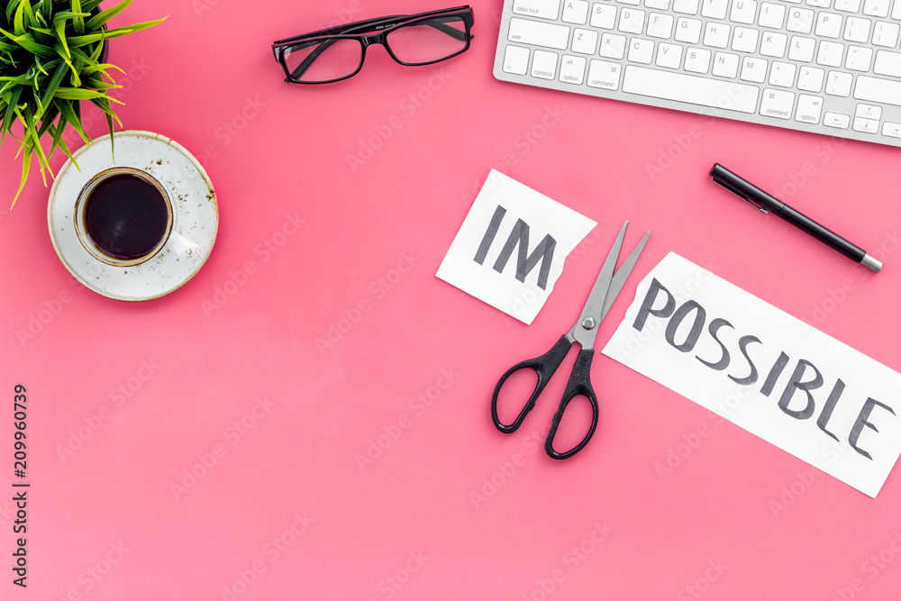 From impossible to possible. Do difficult task at work concept. Cutting ...