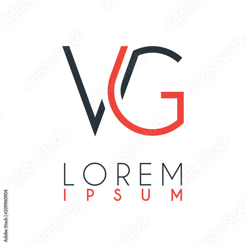 The logo between the letter V and letter G or VG with a certain distance and connected by orange and gray color photo