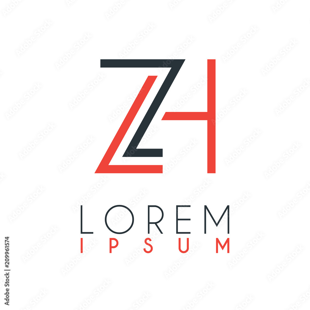 The logo between the letter Z and letter H or ZH with a certain distance and connected by orange and gray color The logo between the letter Z and letter H or ZH with a certain distance and connected by orange and gray color