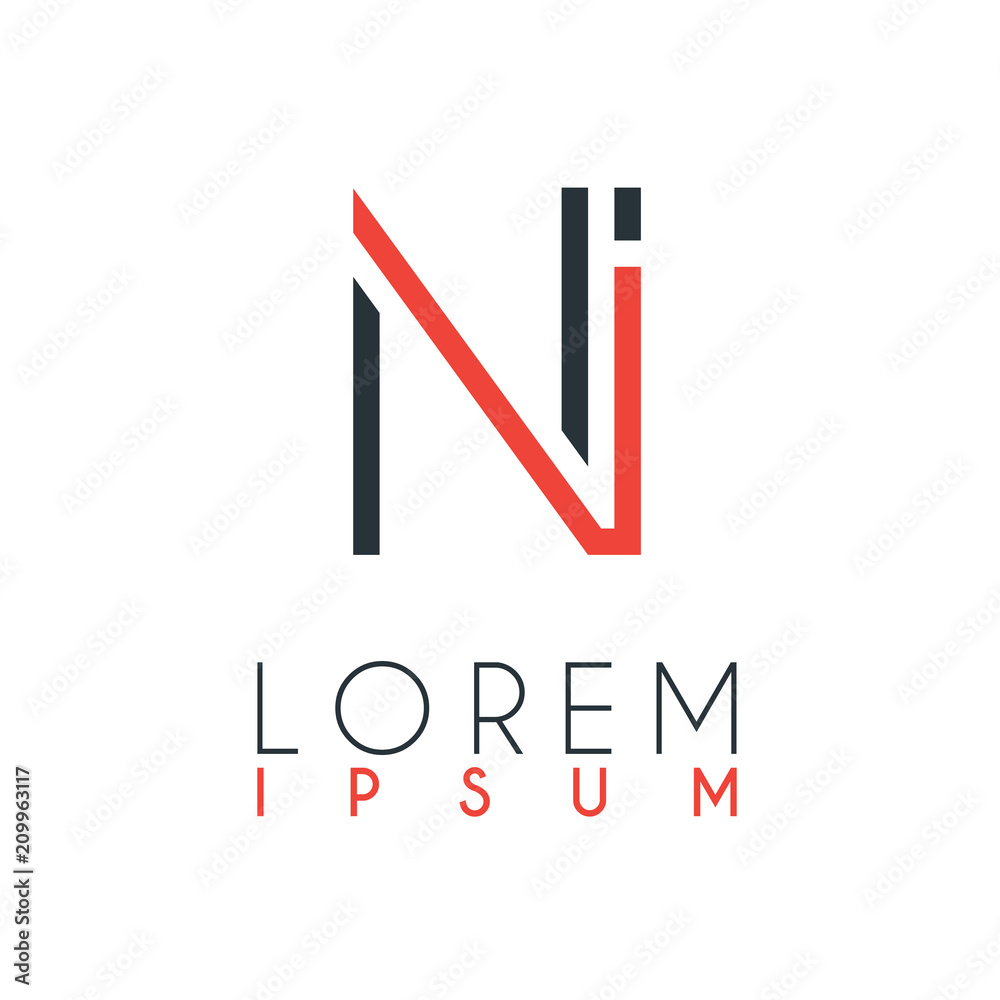 The logo between the letter N and letter I or NI with a certain distance and connected by orange and gray color The logo between the letter N and letter I or NI with a certain distance and connected by orange and gray color